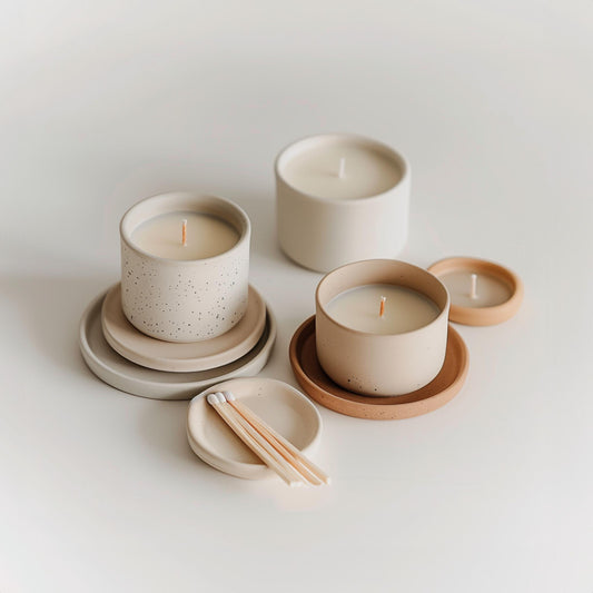 Set of three scented candles by Kandle Queen with elegant glass holders, showcasing warm glow and decorative designs.